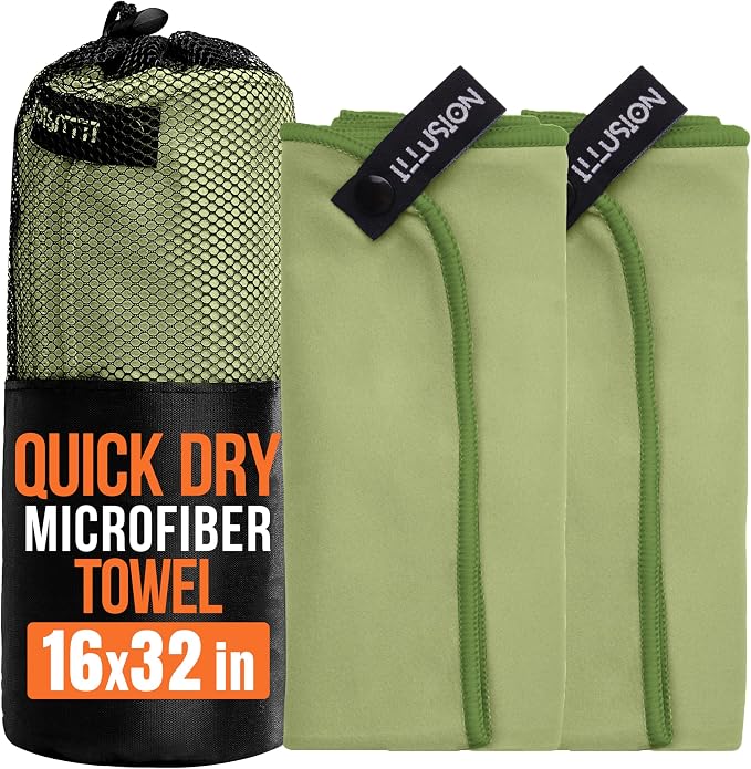 illusion Small Microfiber Gym Towels for Men and Women Active Sports (32" L x 16''W)-Lightweight Quick Dry Gym Towel for Sweat-Workout Towels Ideal for Yoga, Camping, Running, and Outdoor Activities