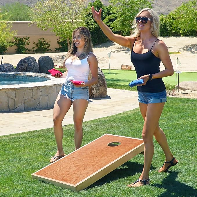GoSports 4 ft x 2 ft Commercial Grade Cornhole Boards Set - Natural Wood Cornhole Boards, Choose from Different Bean Bag Color Combinations