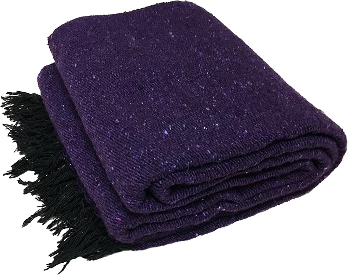 Open Road Goods Solid Color Mexican Yoga Blanket – Large Handwoven Throw for Yoga, Beach, Camping or Home – Soft and Durable Cotton Blend