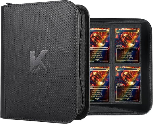 336 Card Binder, 4-Pocket Zipper Binder for Trading Cards, Side Loading Water-Resistant Album for MTG, TCG & Sports Cards (Black)