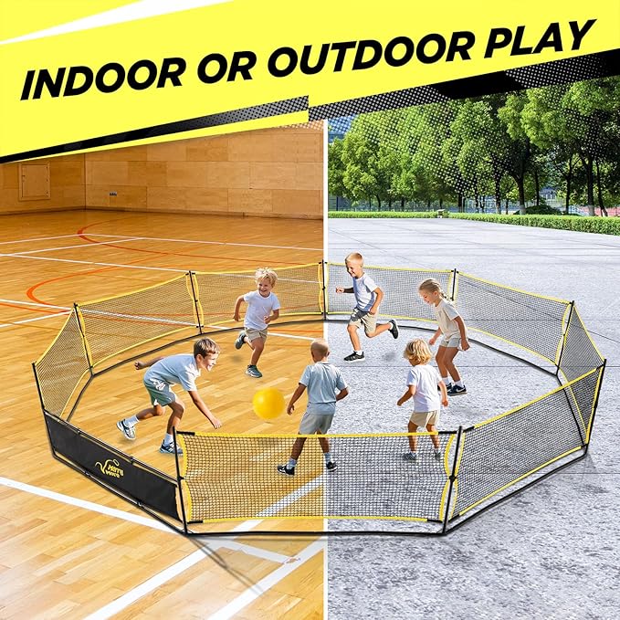 GagaBall Pit 3-in-1 Portable with Basketball Hoop & Soccer Goals, 20ft Giant Arena for Kids, Outdoor Family Game for Camp & School