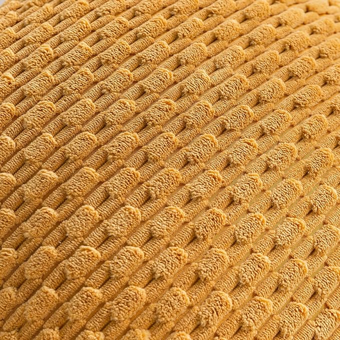 Set of 4 Mustard Yellow Decorative Throw Pillow Covers 16x16 Inch Corduroy Pillow Covers for Bed Couch Sofa Living Room Soft Square Cushion Cases