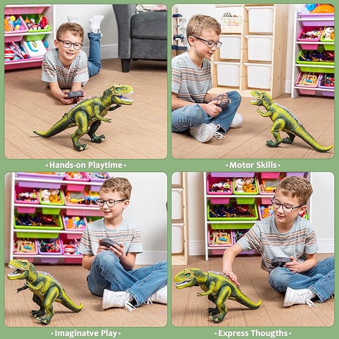 JOYIN Robot Dinosaur Toy for Kids Boys 3+ Big T rex with Light and Realistic Roaring Sound, Remote Control Walking & Dancing Dinosaur, Electronic Steam Toy, Birthday Gift for Kids Boys Girls