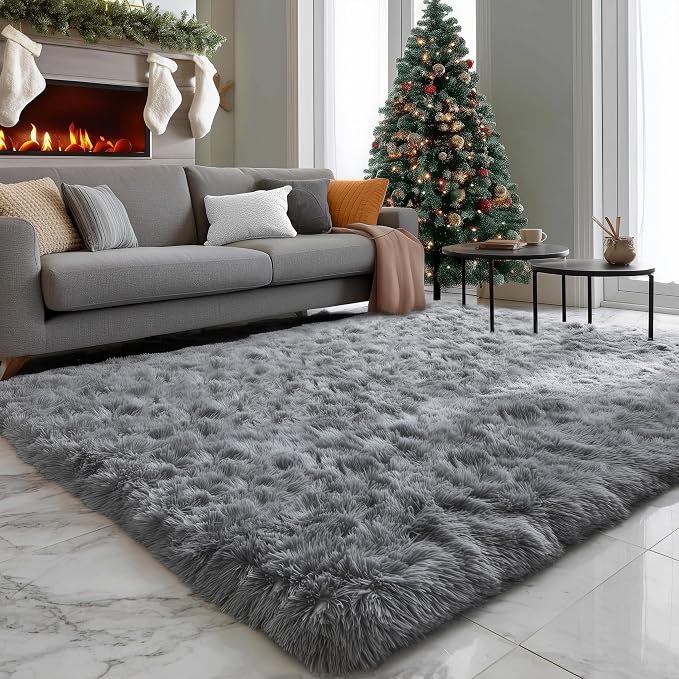 PAGISOFE 8x10 Living Room Rug Grey, Soft Large Rugs for Bedroom, Thick Shaggy Big Carpet, Plush Fur Kids Rugs for Playroom, Fuzzy Modern Area Rug for Classroom, Home Decor, Shag Indoor Fluffy Rug