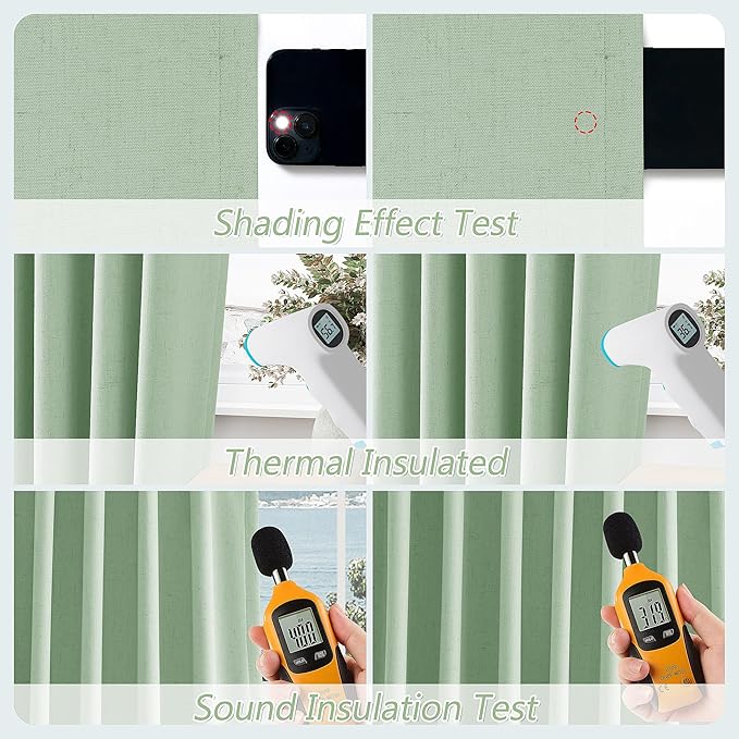 Guken 100% Blackout Curtains 108 Inch Length 2 Panels Set for Living Room Bedroom Back Tab Thermal Insulated Black Out Linen Drapes Room Darkening Window Curtains Aqua Green 52x108