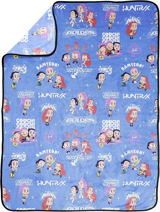 Jay Franco Kids Plush Throw Blanket – Ultra Soft Cozy Plush Fleece for Bed, Couch, Sofa, Home Décor, Official Licensed Huntrix, Purple - Kpop Demon Hunters, 46x60 - Throw Blanket