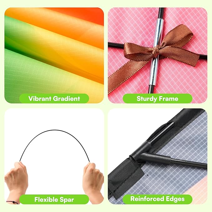 JOYIN 3 Packs Large Delta Kite Gradient Rainbow, Easy to Fly Huge for Kids and Adults, Large Delta Beach Kite for Outdoor Games and Activities