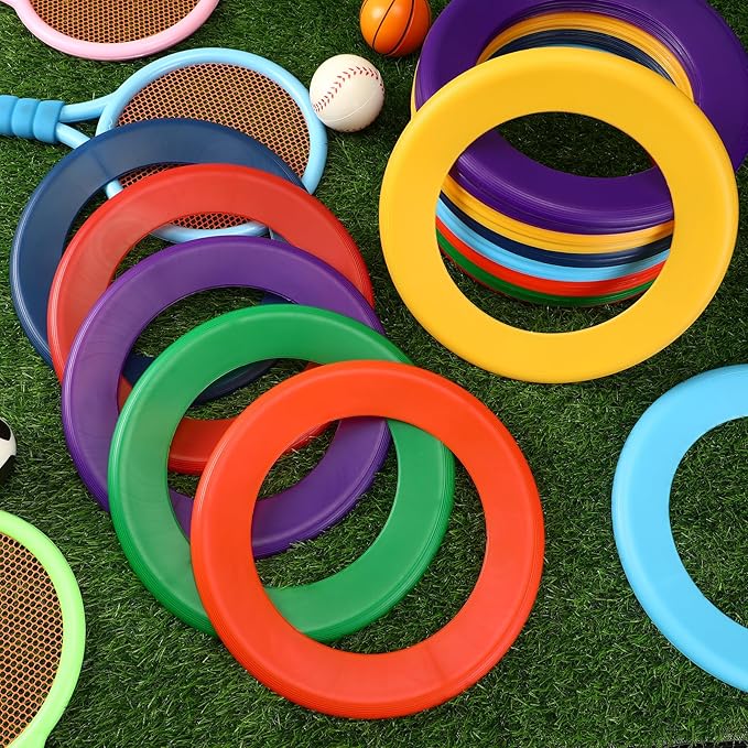 Lenwen Flying Discs Bulk Flying Rings for Kids Sports Outdoor Disc Toy Party Favor for Camping Yard Lawn Backyard Garden Pets Games Party Favors, Assorted Colors, 10 inch