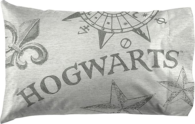 Jay Franco Kids Sheet Set with Fitted, Flat Sheets & Pillow Cover - Ultra-Soft Bedding with Pillowcase for Room Decor, Gray - Harry Potter, 4 Piece Full