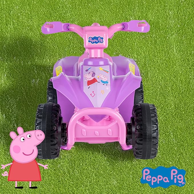 Peppa Pig - 6V Quad for Kids - Powerful and Safe Ride-On Toy with Rechargeable Battery - Forward and Reverse Driving - Max Weight Capacity of 55 LBS - Ages 2-3 Years