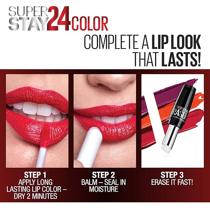 Maybelline Super Stay 24, 2-Step Liquid Lipstick Makeup, Long Lasting Highly Pigmented Color with Moisturizing Balm, All Day Cherry, Red, 1 Count