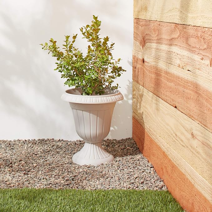 Arcadia Garden Products PL20TP Classic Traditional Plastic Urn Planter Indoor/Outdoor, 10" x 12", Taupe