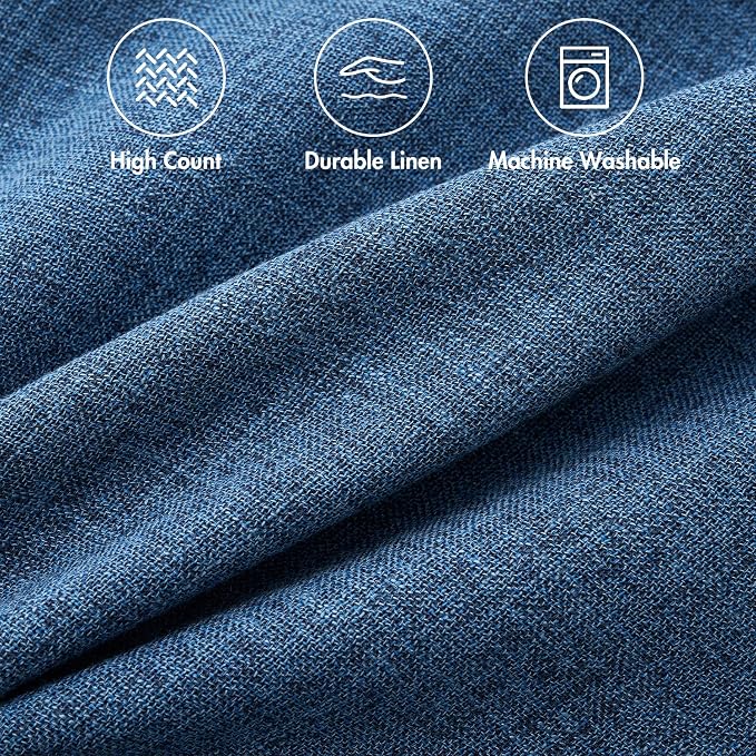 MIULEE Pack of 2 Decorative Linen Burlap Coastal Pillow Covers Farmhouse Accent Pillowcases for Sofa Car Couch Bedroom Living Room Decor 16x16 Inch Blue