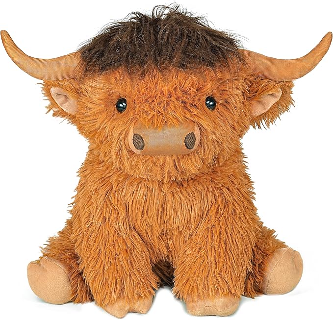 Highland Cow Weighted Stuffed Animals, 4 Lbs Brown Highland Cow Plush 13.7 Inches, Surprise Weighted Stuffed Animals Gift for Kids Birthdays, Halloween, Christmas (Brown)