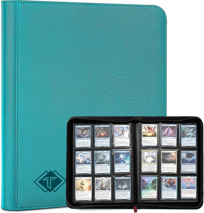 Trading Card Binder, Card Binder Album Folder Book Fit for MTG Baseball Football Sports Cards, Easy to Use Card Collection Binder (Teal, 432 Pockets)