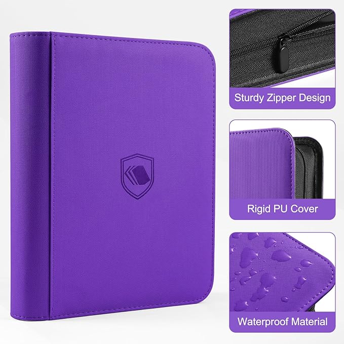 Toploader Binder, Holds 160 Toploaders, 100 Toploaders INCLUDED, 4-Pocket PU Cover Top Loader Binder for 3" x 4" Rigid Toploader, Ringless Double-Sided Toploader Card Binder for TCG, Sport Cards