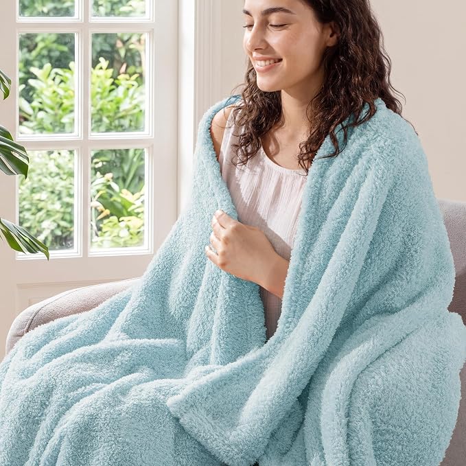 Exclusivo Mezcla Fleece Twin Size Blanket for Couch and Bed, 60" x 80" | Super Soft and Cozy Fluffy Blanket for Women, Lightweight and Fuzzy Blanket for Teens Back to School, All Season, Slate Blue