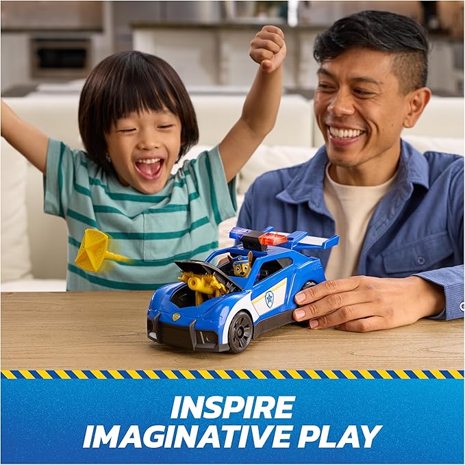 Paw Patrol: Search & Rescue, Chase Launch 'N' Rescue Cruiser with Figure & 2 Projectiles, Lights, Sounds, & Hidden Launcher, Kids Toys for Boys & Girls Ages 3 and up