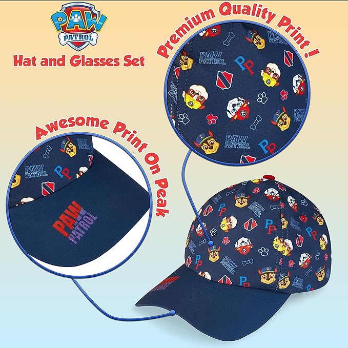 Paw Patrol Baseball Cap and Kids Sunglasses - Boys Sun Hat & UV400 Sunglasses for Kids Summer Set