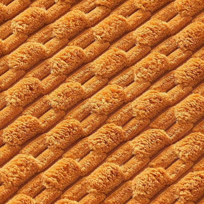 MIULEE Decorative Throw Pillow Covers 20x20 Fall Burnt Textured Corduroy | Orange Pack of 2 Striped Pillow Covers Modern Farmhouse Autumn Home Decor for Couch Bed Sofa Living Room