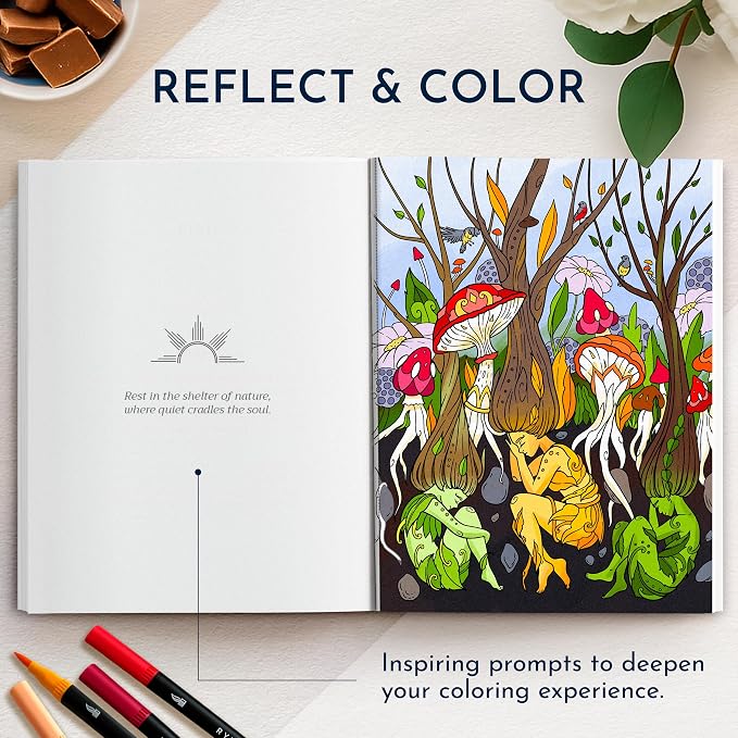 Coloring Book for Adults Relaxation – Calming Adult Coloring Book with 31 Designs and Inspiring Prompts – Mindfulness Stress Relief and Self Care Gifts for Women & Men, Tear-Out Pages