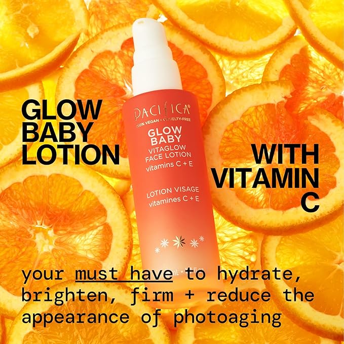 Pacifica Glow Baby Face Lotion & Eye Cream Set of 2 – Brightening Vitamin C Moisturizer + Depuffing Eye Cream with Caffeine & Hyaluronic Acid, Daily Hydration for Glowing Skin, 100% Vegan Clean Beauty