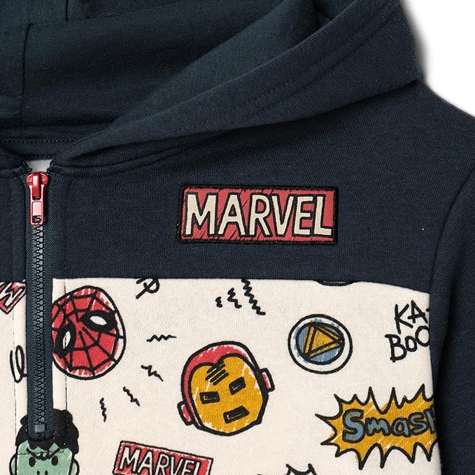 Marvel Avengers Spider-Man Fleece Half Zip Hoodie Toddler to Big Kid Sizes (2T - 18-20)