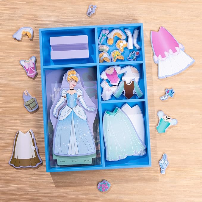 Melissa & Doug Disney Princess Cinderella Magnetic Dress-Up Wooden Doll Pretend Play Set (30+ pcs)