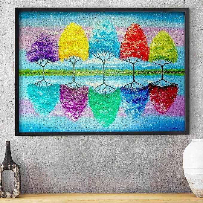 Trees Landscape of Nature Seasons – 1000 Pieces Jigsaw Puzzle for Adults – Matte Finish, Soft Touch, Easy to Assemble, Tight Fit, Vivid Colors, Missing Pieces Service