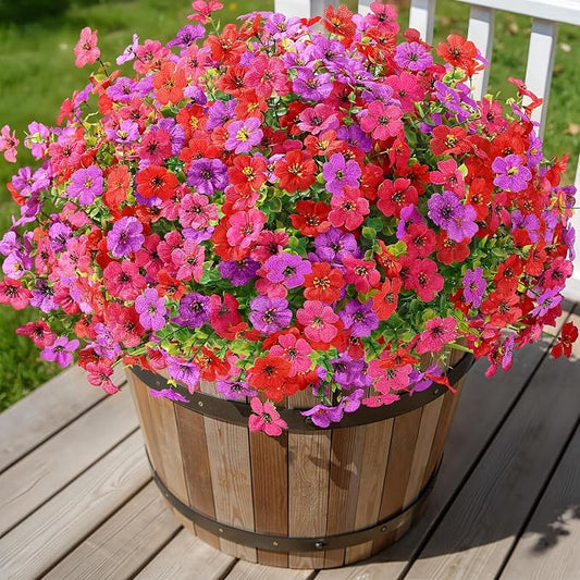 Alupssuc 48 Bundles Artificial Daisy Flowers UV Resistant for Outdoor Decor | Silk & Plastic, Spring Faux Plants Greenery, Bendable Stems, for Porch Patio Hanging Window Planter Yard Outside, 3 Colors