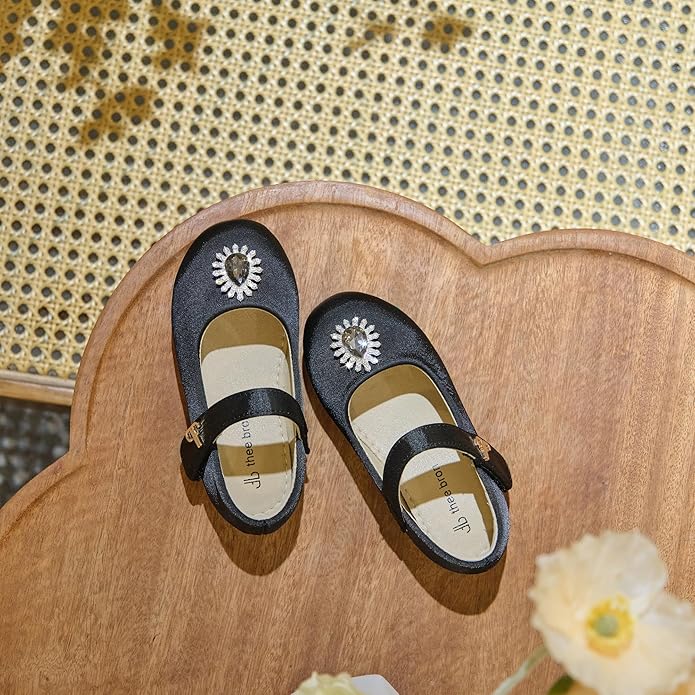 THEE BRON Mary Jane Ballet Flats - Girls' Dress Shoes with Hook & Loop Closure