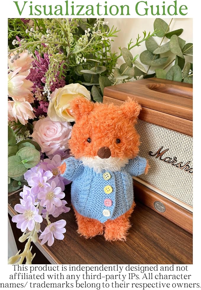 7"/18cm Clothes for Stuffed Animals Bashful Bunny Outfit - Knit Cardigans Scarf 3-Piece Set（NO Doll）