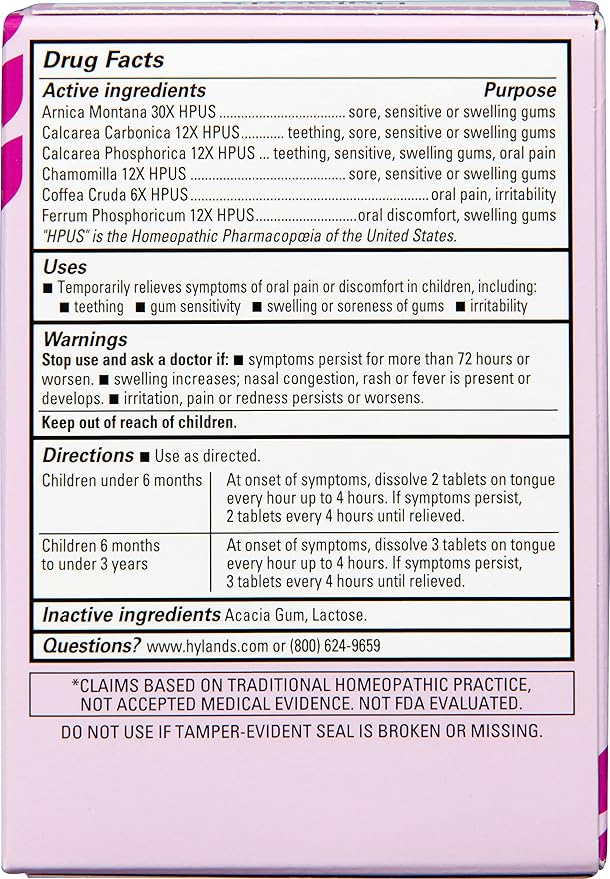 Hyland's Baby Daytime Oral Pain Relief Tablets - 125-Count, Up to 62 Doses - Baby and Toddler Soothing Tablets with Chamomile for Discomfort, Irritability & Swelling