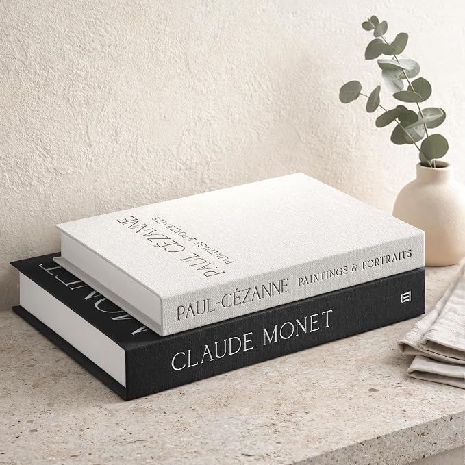Aesthetic Decorative Books - Coffee Table Books Decor - Faux Decor Book Storage Box for Decoration - Set of 2 Linen Fake Book for Home Table Decors - Photo Storage Keepsake Box