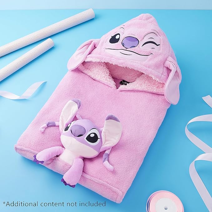 Disney Blanket Hoodie with Plushie and 3D Ears Wearable Comfy Oversized Sweatshirt Sherpa Fleece Blanket Gifts for Kids
