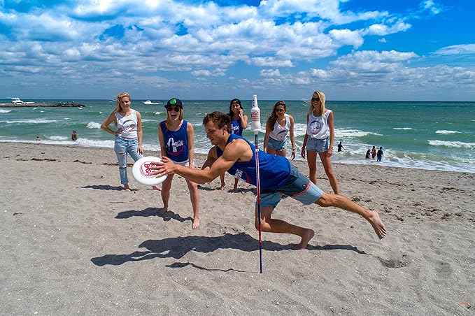 Bottle Bash Outdoor Flying Disc Game Set – Frisbee Toss Backyard and Beach Game for Family, Adult & Kids - Beersbee & Polish Horseshoes
