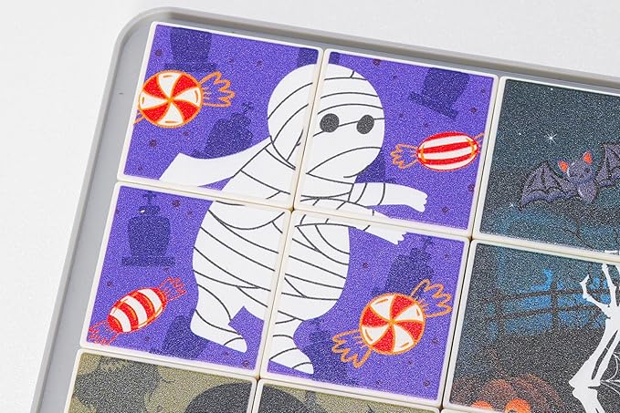 Anzikfoy 48 Piece Toy Building Jigsaw Puzzle Sets, 2 in 1 Halloween Theme Boys Girls Puzzles Building Block with Reusable Drawing Board Set for Toddlers Ages 1-3 and Kids 3+ Year Old