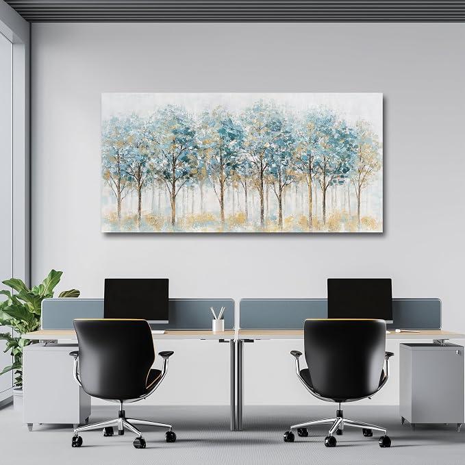 Belmrxne Tree of Life Wall Art Blue and Gold Wall Decor Modern Canvas Painting Gallery Artwork for Living Room Bedroom Dining Room Office Home Decor 29x58 inches