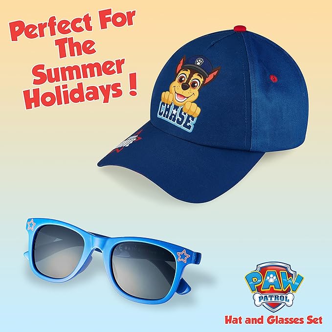 Paw Patrol Baseball Cap and Kids Sunglasses - Boys Sun Hat & UV400 Sunglasses for Kids Summer Set