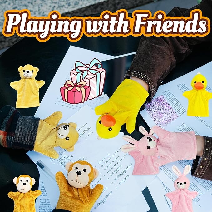 Brown Bear Hand Puppet Plush Toys (1 Pack) for Imaginative Pretend Play, Puppet Interactive Finger Toy, Cute Bear Stuffed Animals Hand Puppets for Toddlers, Kids Prizes, Easter Basket Stuffers