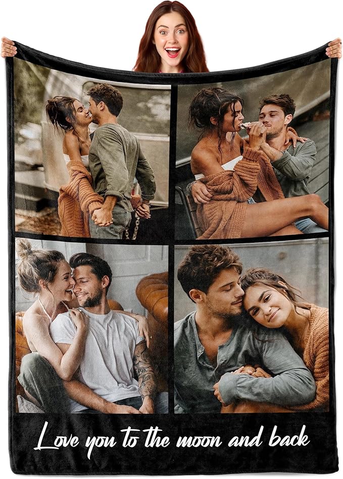 Ship Next Day, Custom Blanket with Picture Customized Photo Blankets Customize, Customizable Blanket, Personalized Christmas Funny Gifts for Couple, Girlfriend, Boyfriend, Mom, Dad, Wife, Husband