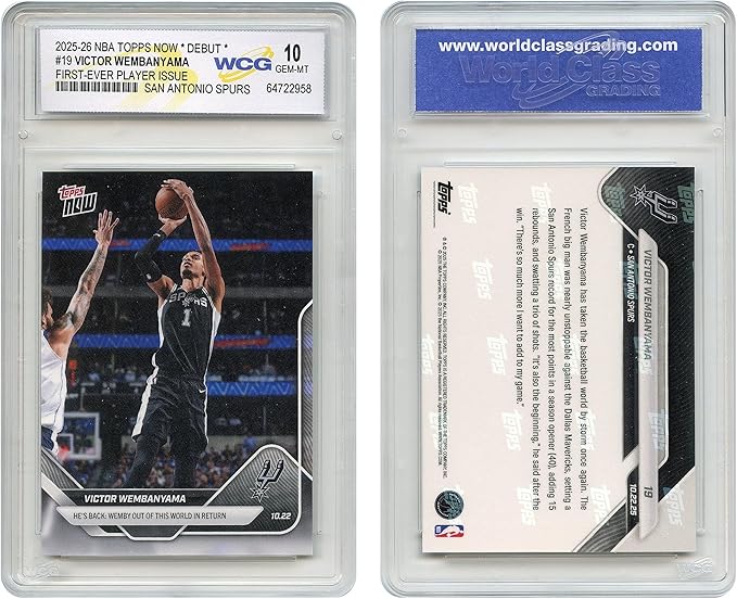 2025-26 NBA Topps Now Debut Victor WEMBANYAMA 1st Player Issue NBA Topps Now Card #19 San Antonio Spurs Wemby - Graded GEM-Mint 10