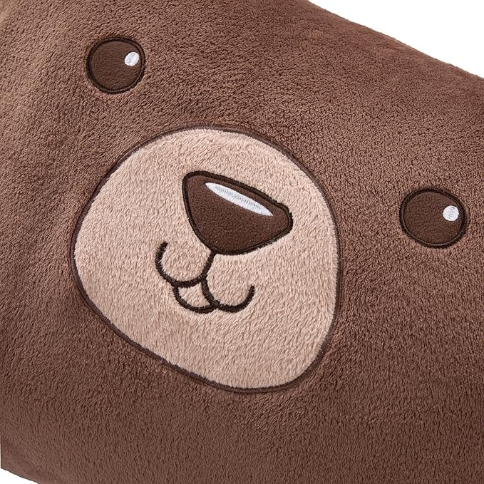 Saint Eve Kids Pillow Pals Fuzzy Pillow Case, Cute Animal Friends Soft Pillow Cover for Kids Beds and Nap Time - Sunny the Bear
