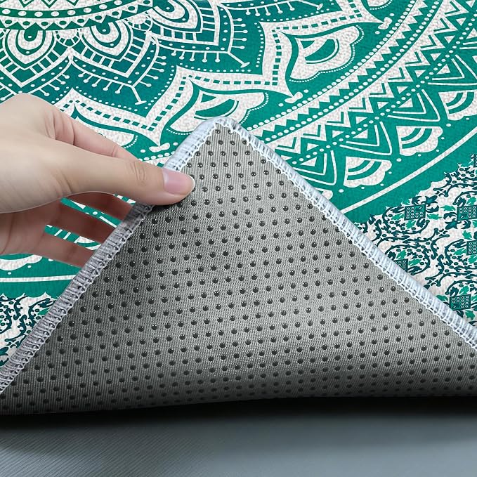 Yoga Towel,Absorbent Yoga Mat Towel for Hot Yoga Non Slip,Stylish Prints,Ideal for Workouts,Hot Yoga,Bikram,Pilates Equipment,72 x 27 in,Green Mandala