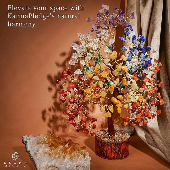 Handmade 7 Chakra Tree of Life with Rose Quartz Pendant Unique Birthday Gifts for Women, Mom, Sister, Friends, Healing Crystal Tee Bring Money, Good Luck, Positivity, Love Anniversary Gifts for Her