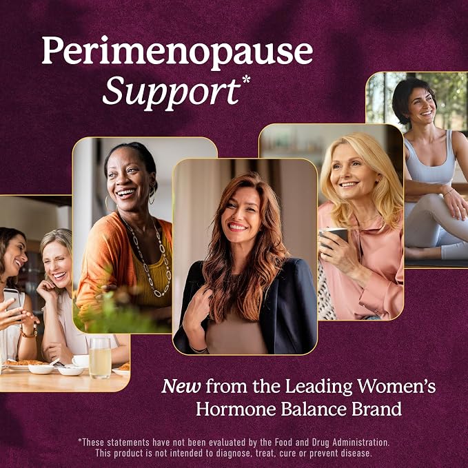 Perimenopause Support for Women Supplement, Hormone Balance, Mood & Sleep | Cycle Regularity & Cooling Support, Black Cohosh Vitex & Saffron, Peri Menopause Supplements for Women, Non-GMO, 60 Capsules