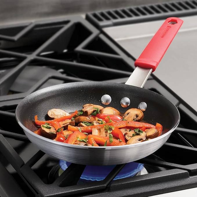 Tramontina Professional 8-Inch Non Stick Small Frying Pan, Heavy-Gauge Aluminum Skillet with Reinforced Nonstick Coating, Red Handle, Dishwasher and Oven Safe