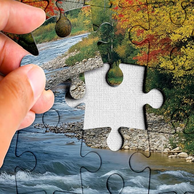 Beautiful Forest Landscape Puzzles for Adults 1000 Pieces, Aesthetic Autumn River Plant Jigsaw Puzzle, Impossible Nature Art Puzzles