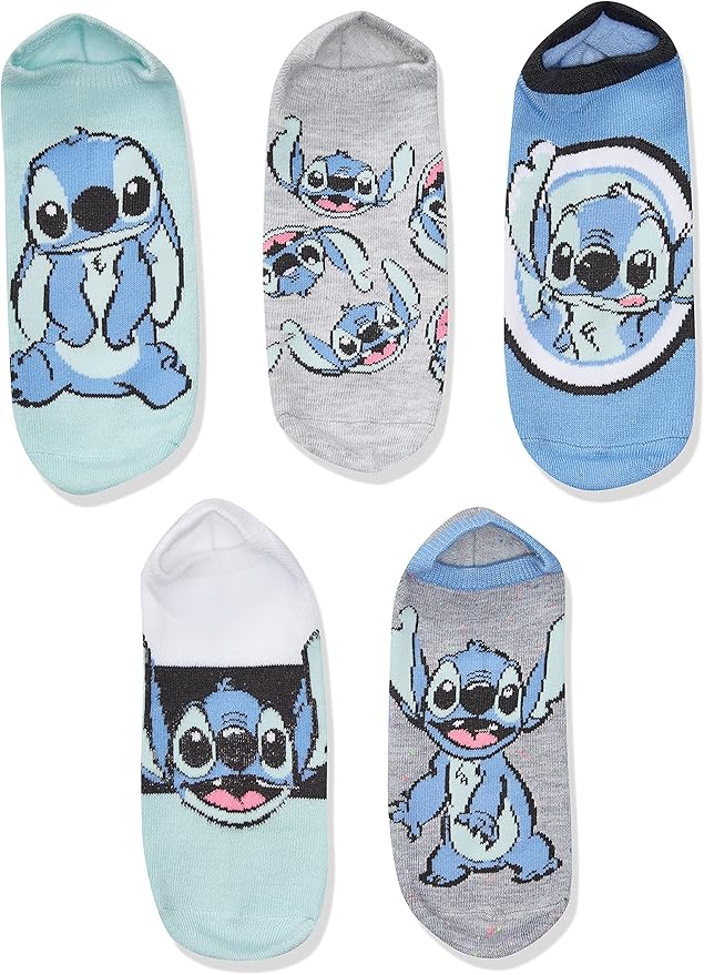 Disney Women's Lilo & Stitch 5 Pack No Show Socks