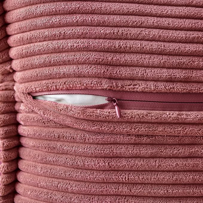 MIULEE Decorative Throw Pillow Covers for Couch 16x16 Inch Cranberry Red | Boho Broadside Striped Patchwork Pillow Covers, Soft Corduroy Cushion Cases, For Sofa Bed Livingroom Home Decor